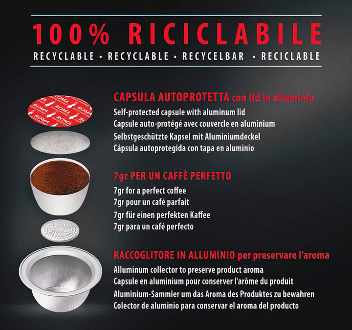 Bialetti Caffè d'Italia Roma - 72 Capsule compatibili con macchine Bialetti