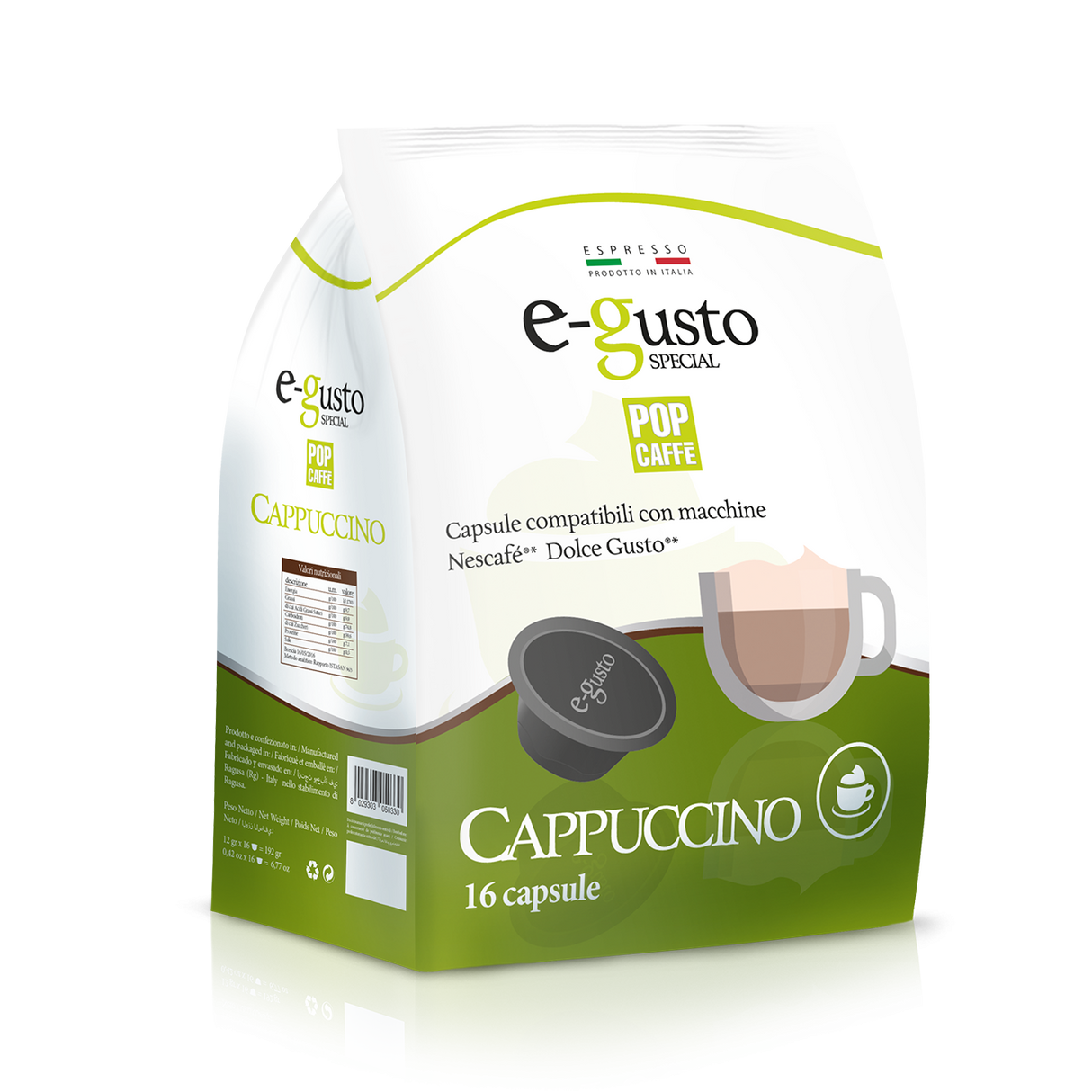 16 capsule Pop Caffè E-gusto CAPPUCCINO - compatibile DOLCE GUSTO