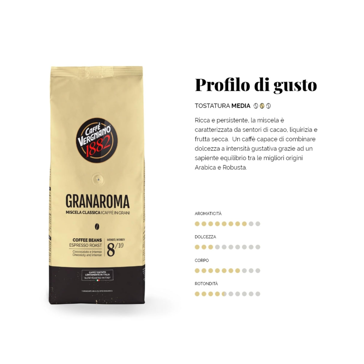 Caffè Vergnano Granaroma in Grani – Confezione da 1 kg
