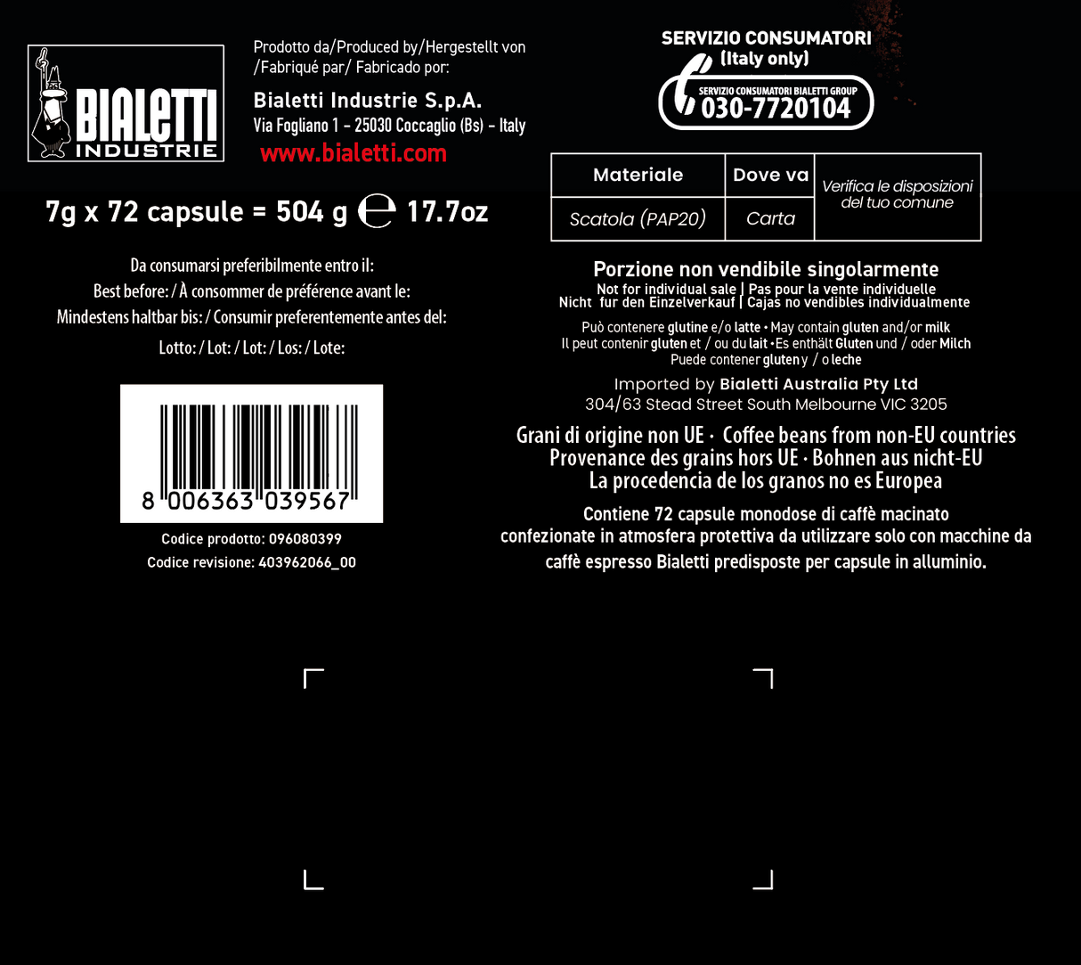 Bialetti Caffè d'Italia Roma - 72 Capsule sistema Bialetti Originali