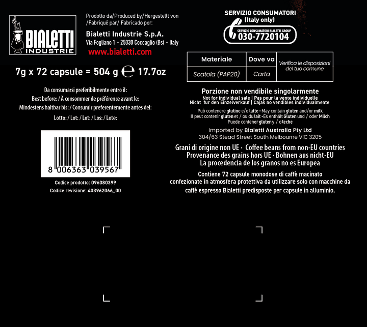 Bialetti Caffè d'Italia Roma - 72 Capsule compatibili con macchine Bialetti