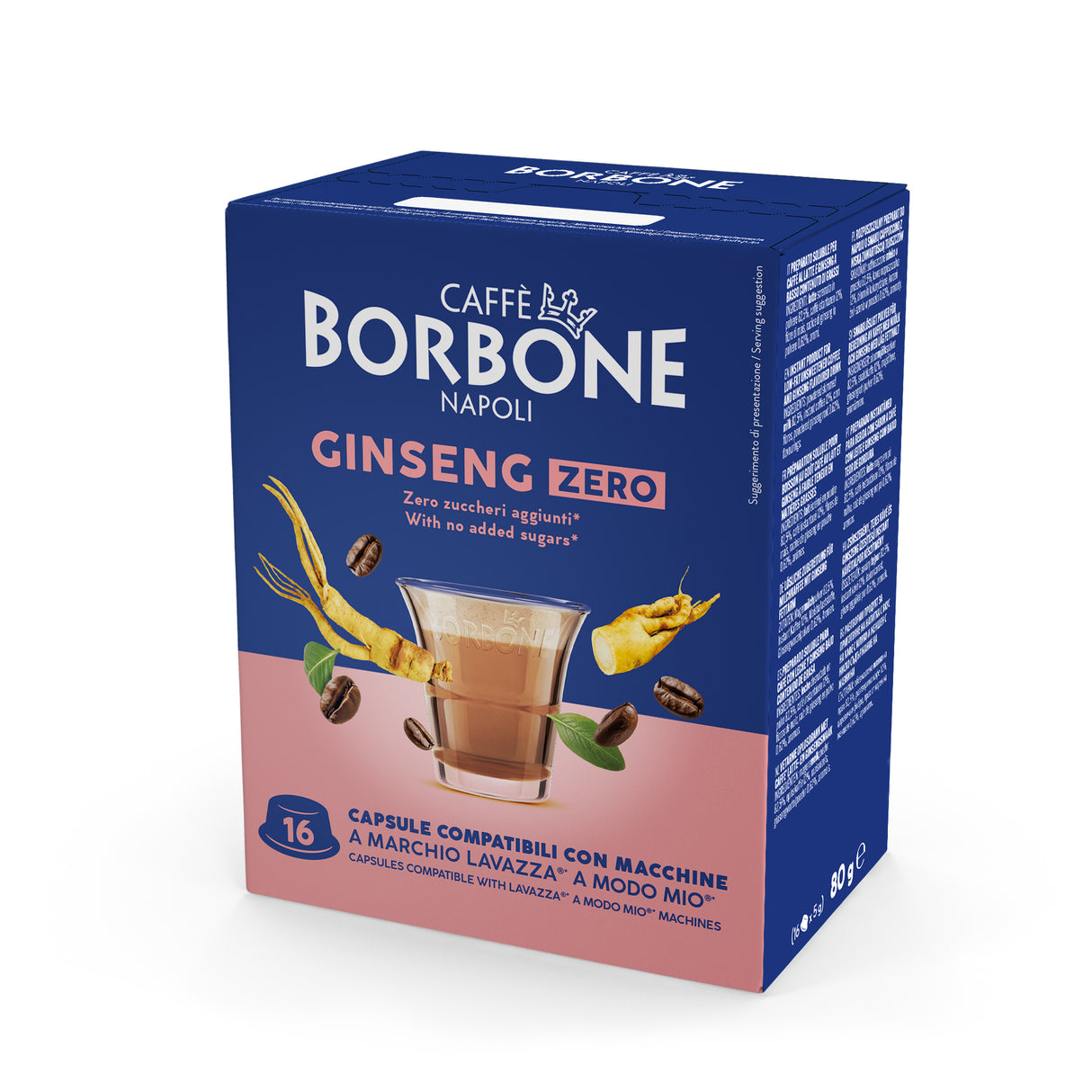 16 Capsule Borbone compatibili con Lavazza A Modo Mio - Caffè Ginseng Zero Senza Zuccheri