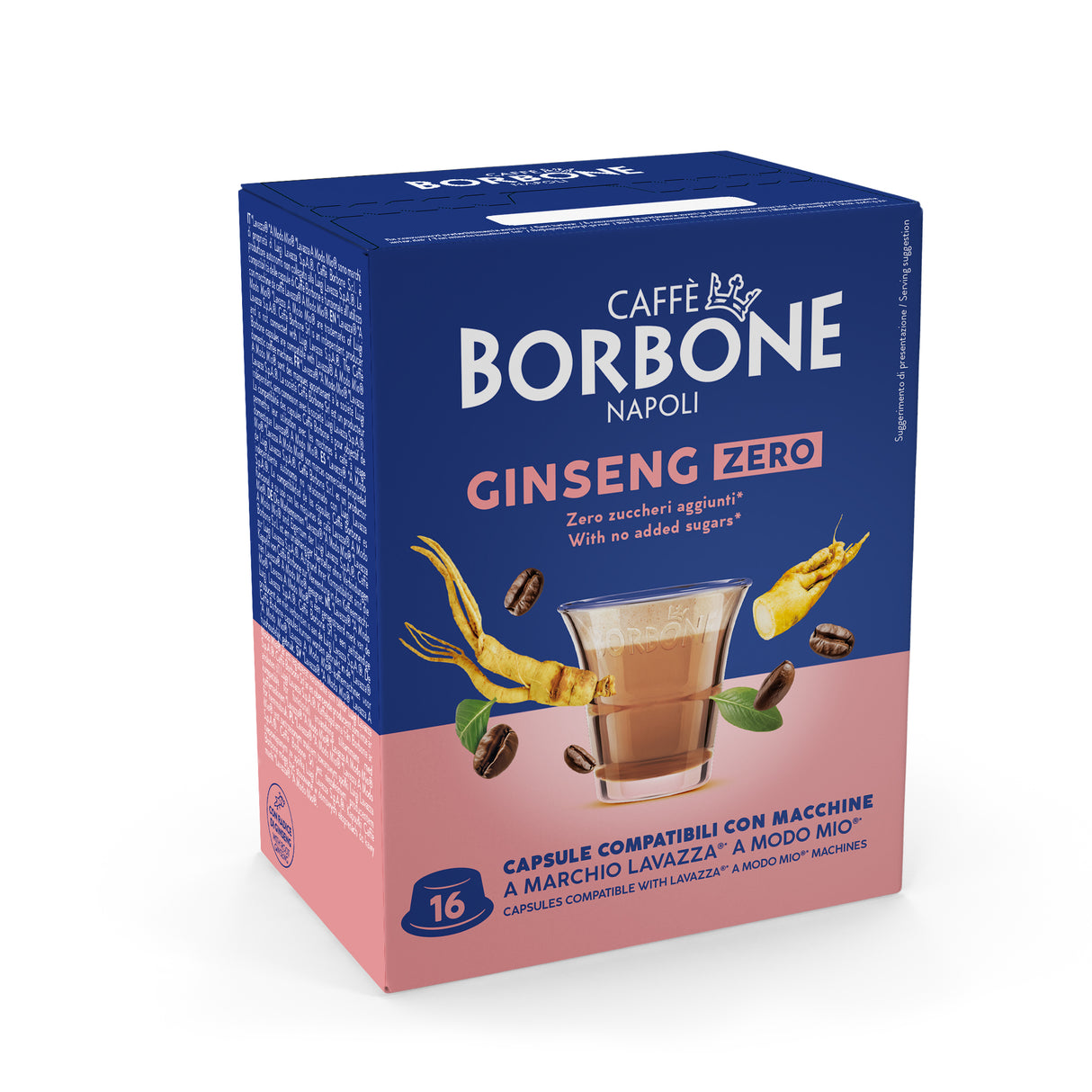16 Capsule Borbone compatibili con Lavazza A Modo Mio - Caffè Ginseng Zero Senza Zuccheri