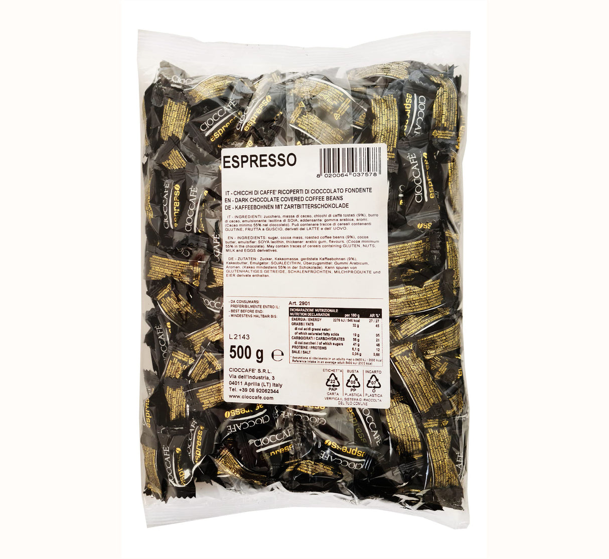 Cioccafè Espresso - Chicchi di Caffè al Cioccolato Fondente 500 g