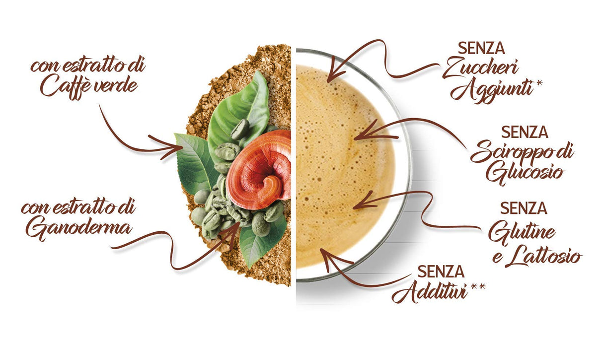 10 Capsule FoodNess Caffè Verde e Ganoderma Compatibili Nescafé Dolce Gusto