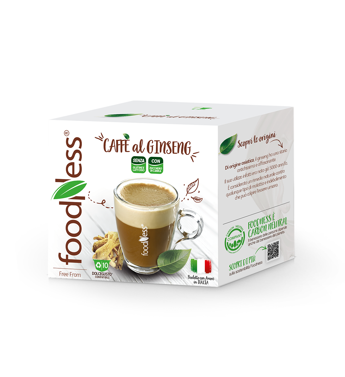 10 Capsule Foodness Ginseng con Zucchero di Canna Compatibili Dolce Gusto