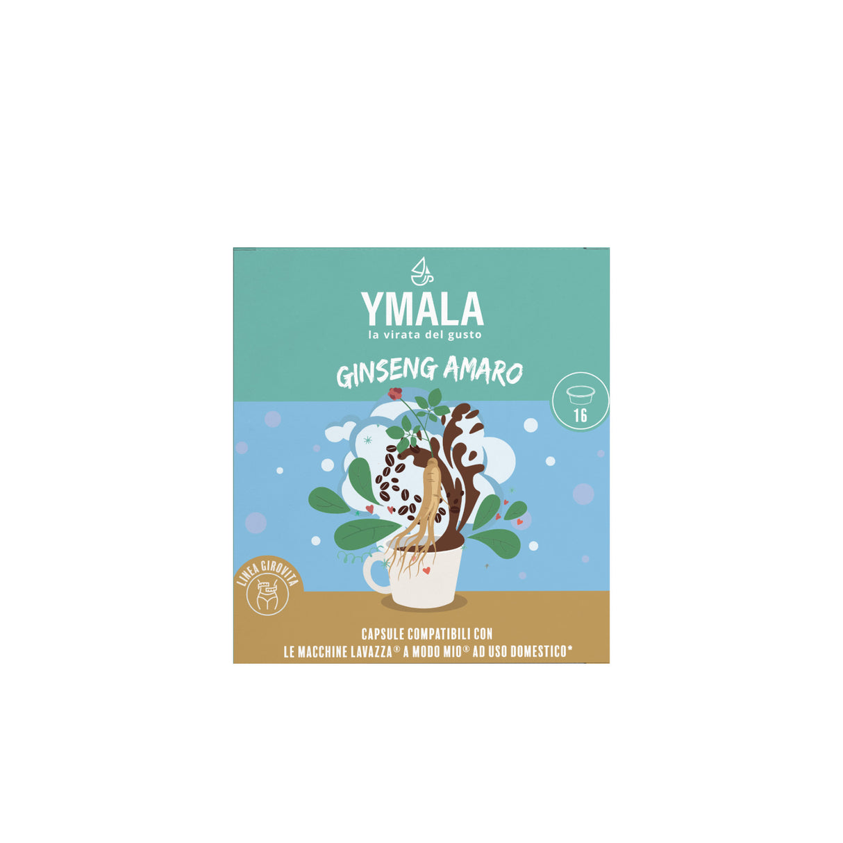 Ymala caffè Ginseng Amaro - 16 Capsule Compatibili Lavazza A Modo Mio