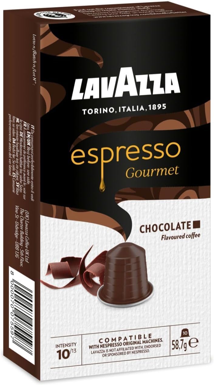 Lavazza Espresso Gourmet Chocolate – 10 Capsule Compatibili Nespresso | Aroma di Cioccolato e Vaniglia
