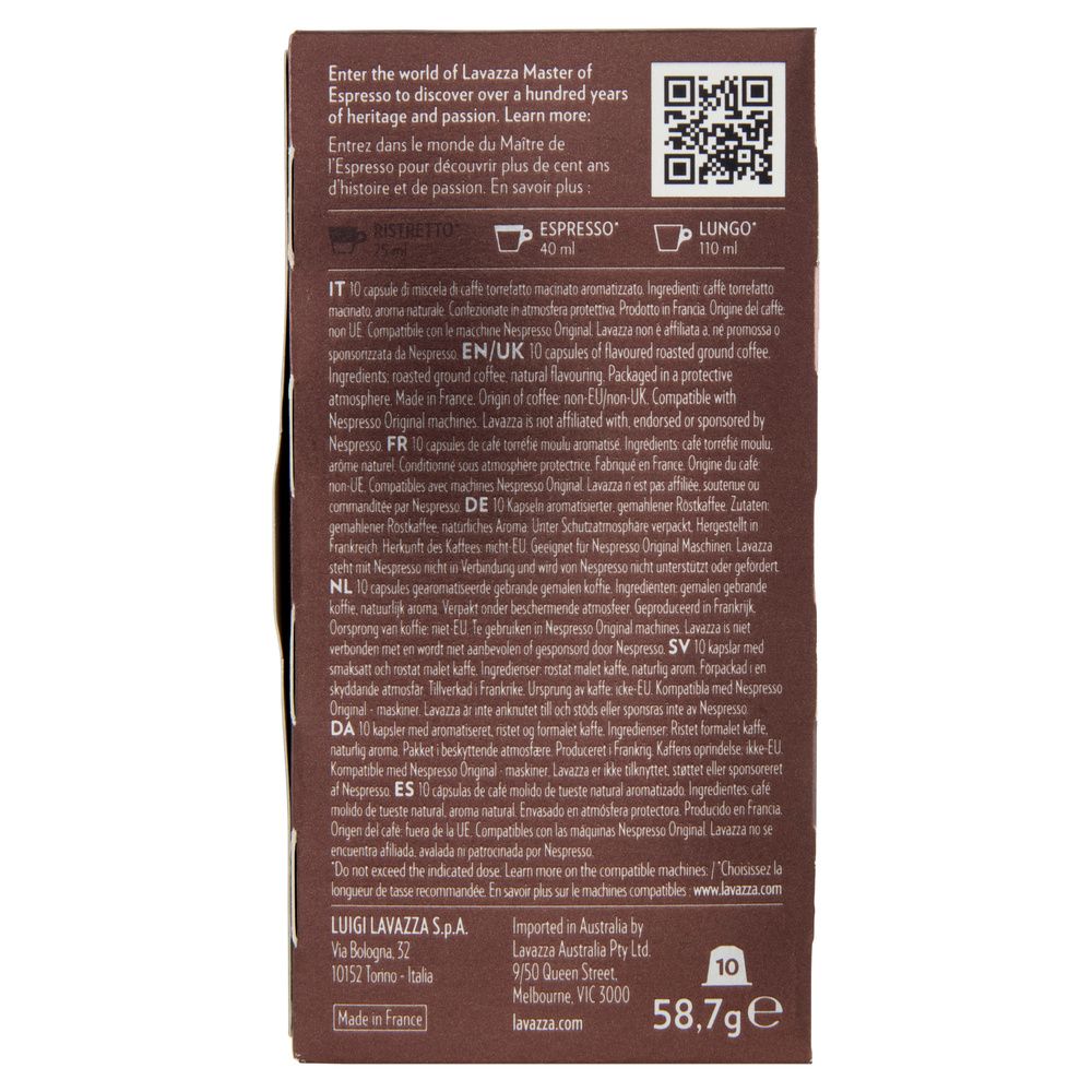 Lavazza Espresso Gourmet Chocolate – 10 Capsule Compatibili Nespresso | Aroma di Cioccolato e Vaniglia