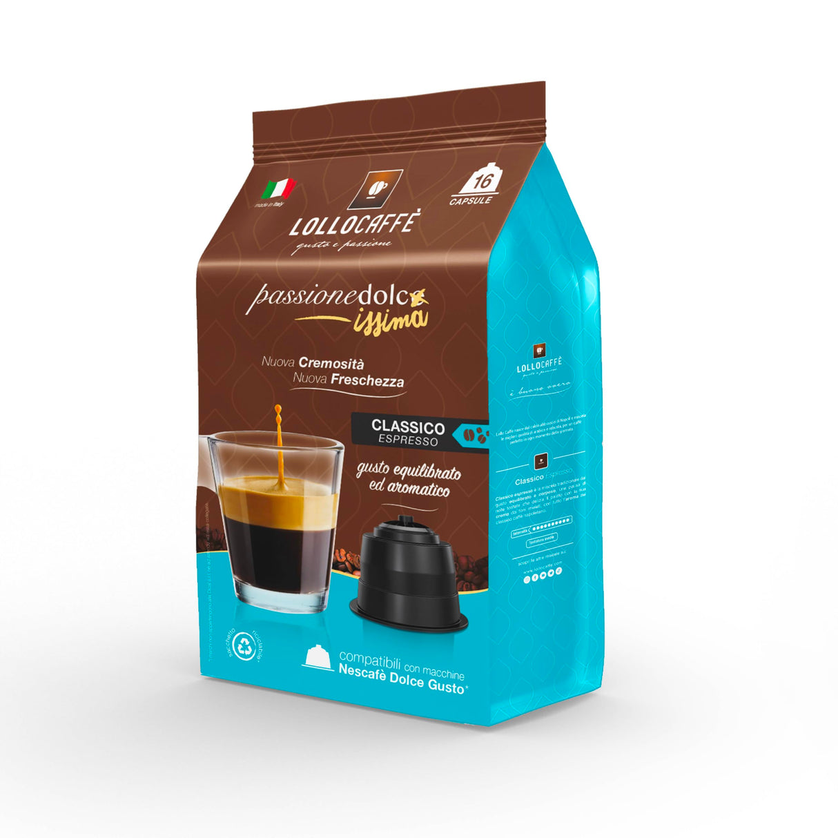 16 Lollo Capsule Passionedolcissima Miscela Classica per Dolce Gusto