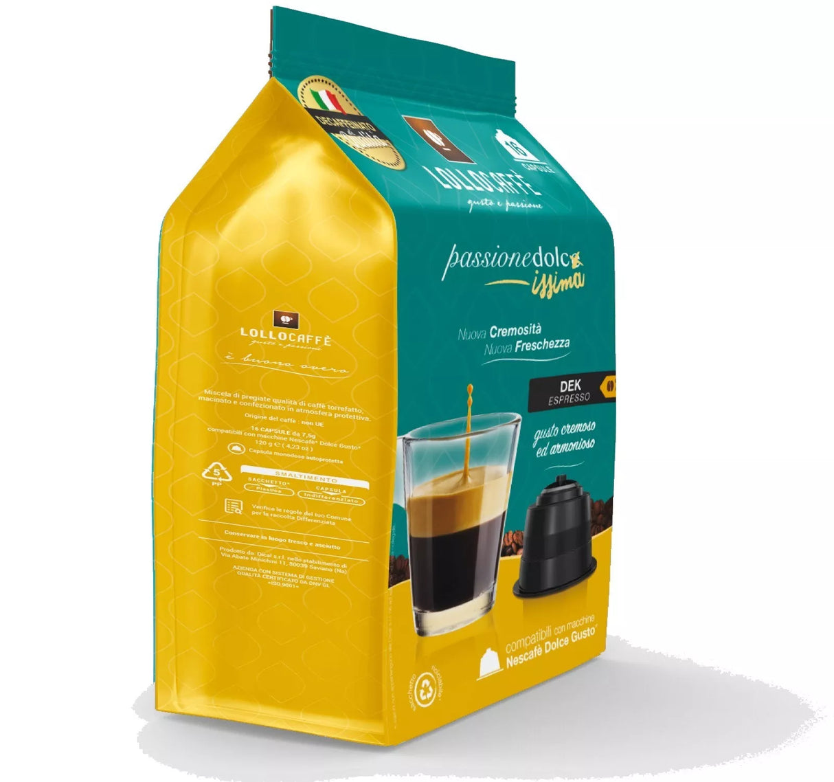 16 Lollo Box Capsule Passionedolcissima Miscela Dek per Dolce Gusto