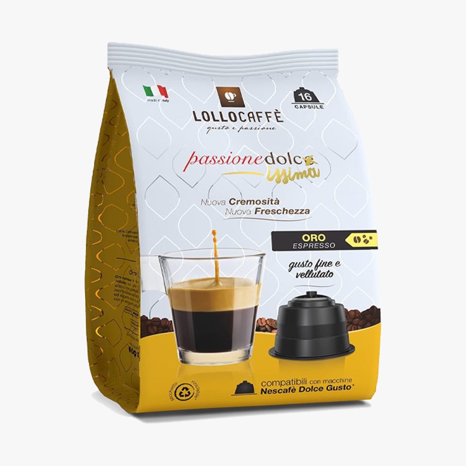 16 Capsule Lollo Caffè PassioneDolcissima Oro Compatibili Dolce Gusto