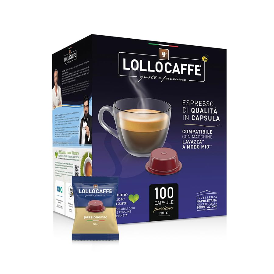100 Capsule Lollo PassioneMito Caffè Oro Compatibili Lavazza A Modo Mio