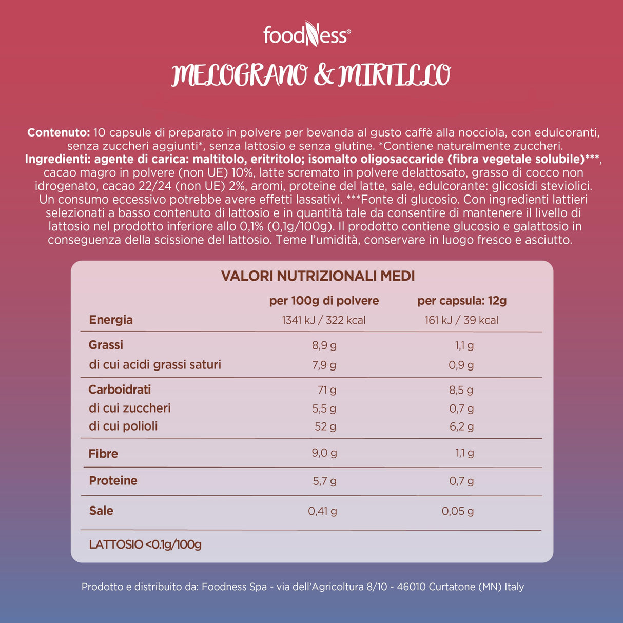 10 capsule FoodNess tisana melograno e mirtillo compatibili Dolce Gusto