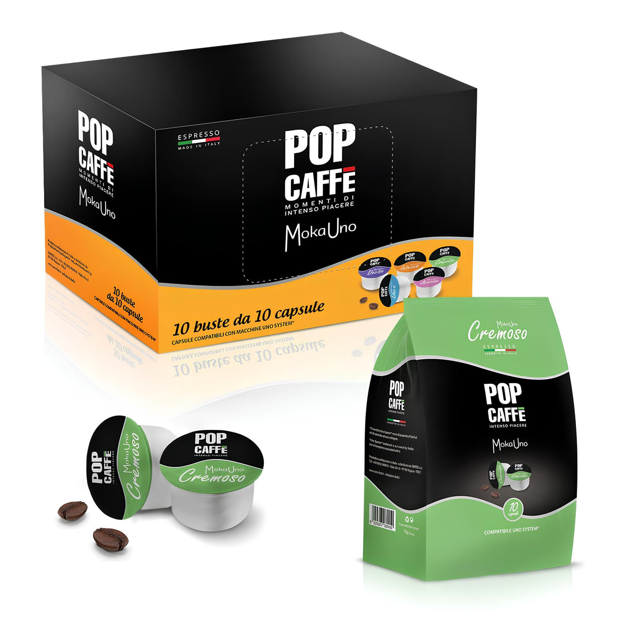 Pop Caffè 10 Capsule Compatibili Moka Uno System - Cremoso