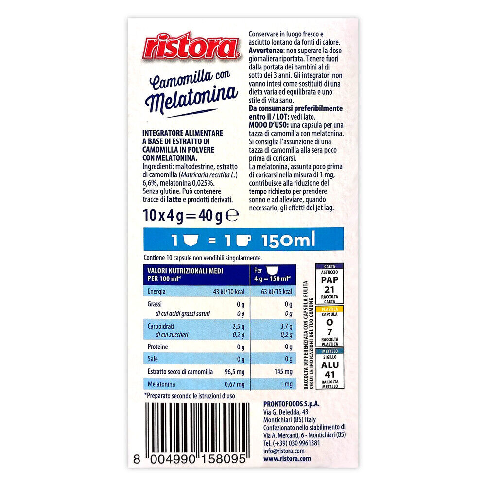10 Capsule Ristora Camomilla con Melatonina - Compatibili Nespresso