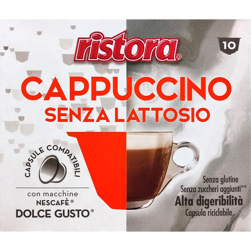 10 Capsule Cappuccino senza lattosio Ristora compatibili Nescafé Dolce Gusto