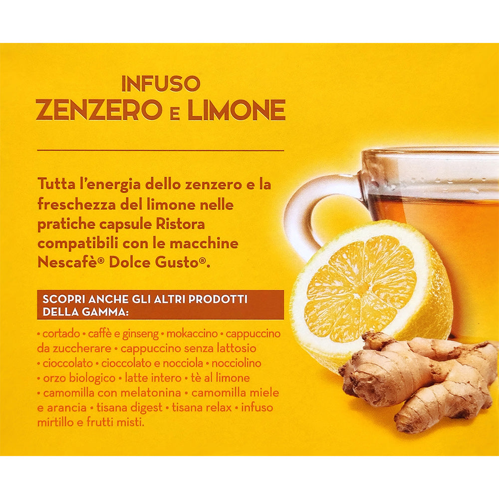 10 Capsule Compatibili Nescafé Dolce Gusto Ristora - Zenzero e Limone