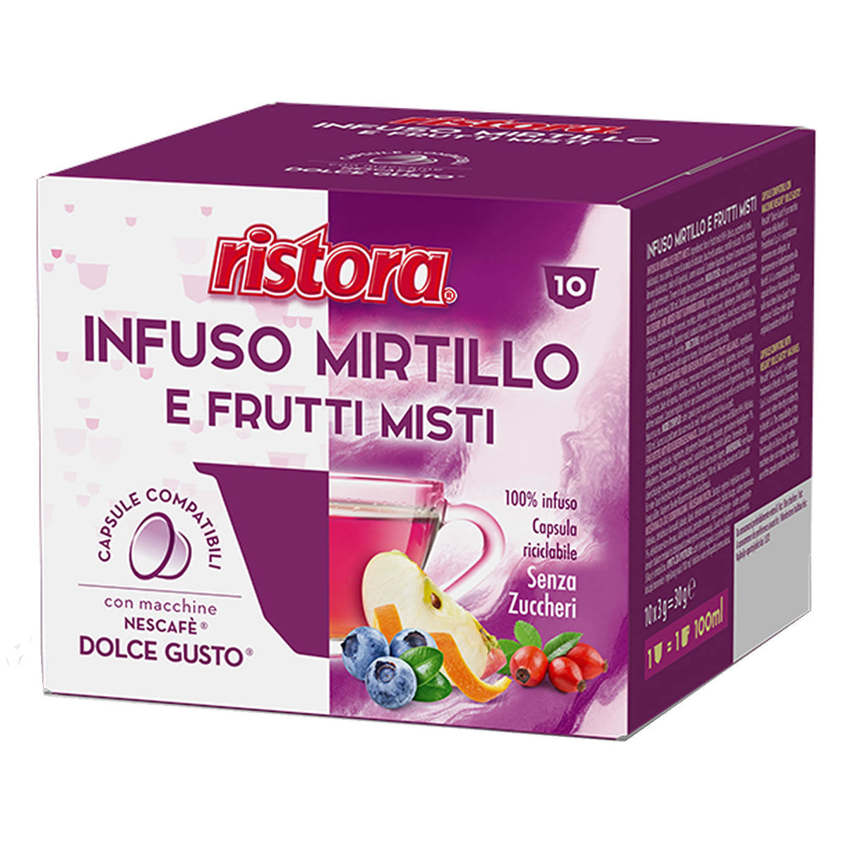 10 Capsule Compatibili Nescafé Dolce Gusto Ristora - Infuso Mirtillo e Frutti Misti