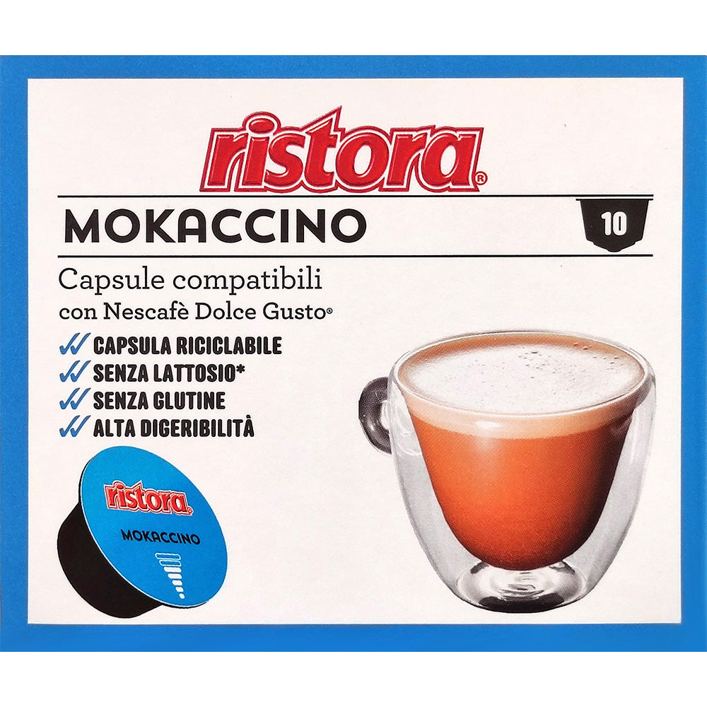 10 Capsule Ristora Compatibili Dolce Gusto Mokaccino Senza Lattosio
