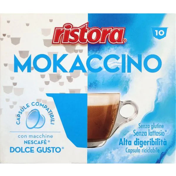 10 Capsule Ristora Compatibili Dolce Gusto Mokaccino Senza Lattosio