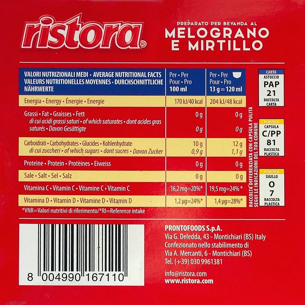 10 Capsule Ristora Melograno e Mirtillo - compatibili con Nescafè Dolce Gusto