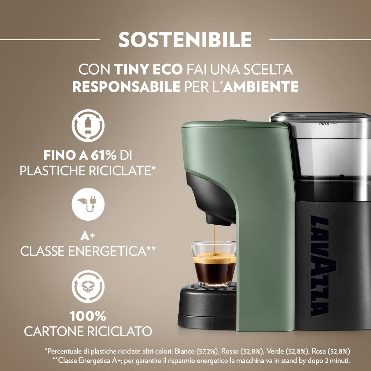 Lavazza A Modo Mio Tiny Eco - Macchina da caffè compatibile con capsule Lavazza a Modo MIo