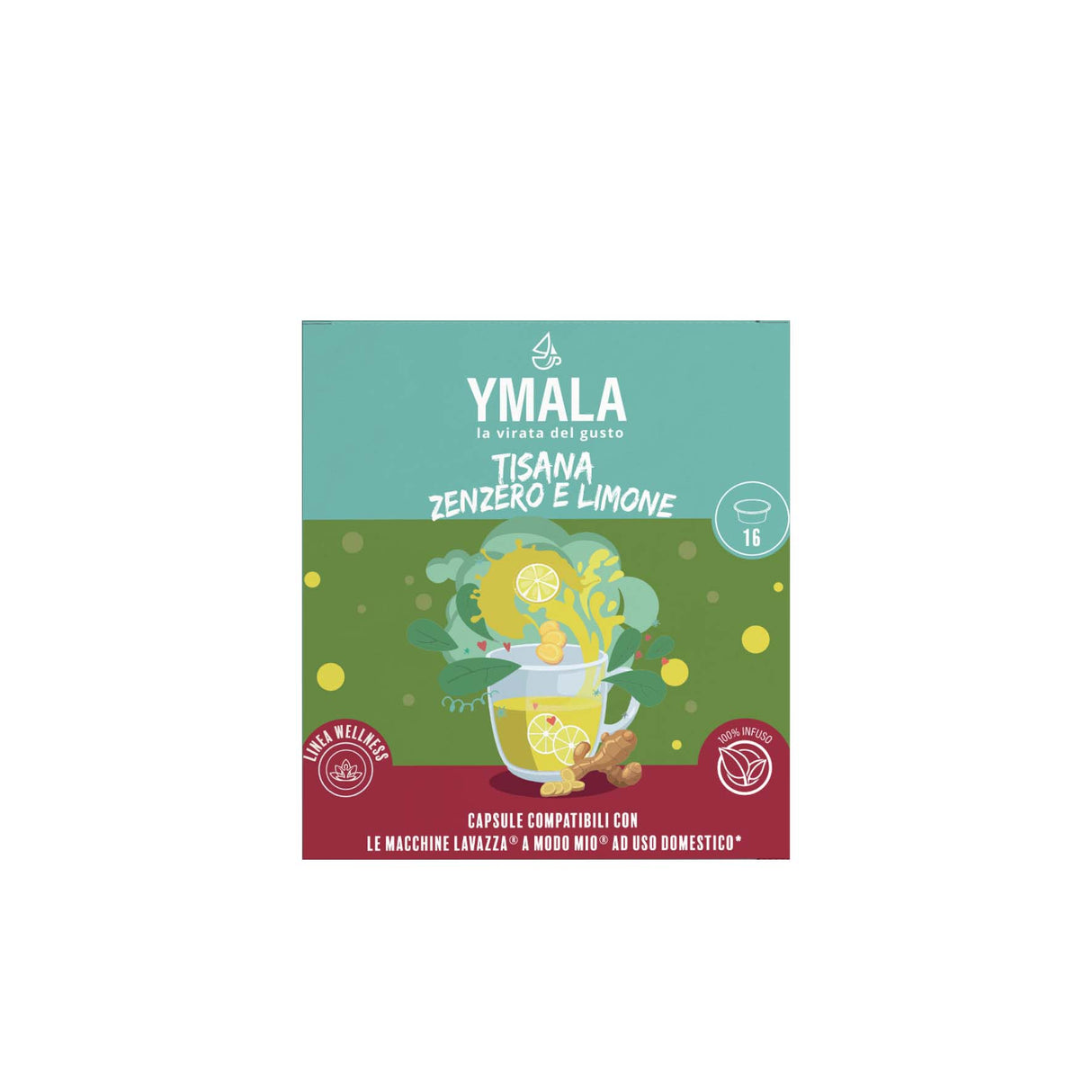 Ymala 16 Capsule Compatibili A Modo Mio - Tisana Zenzero e Limone