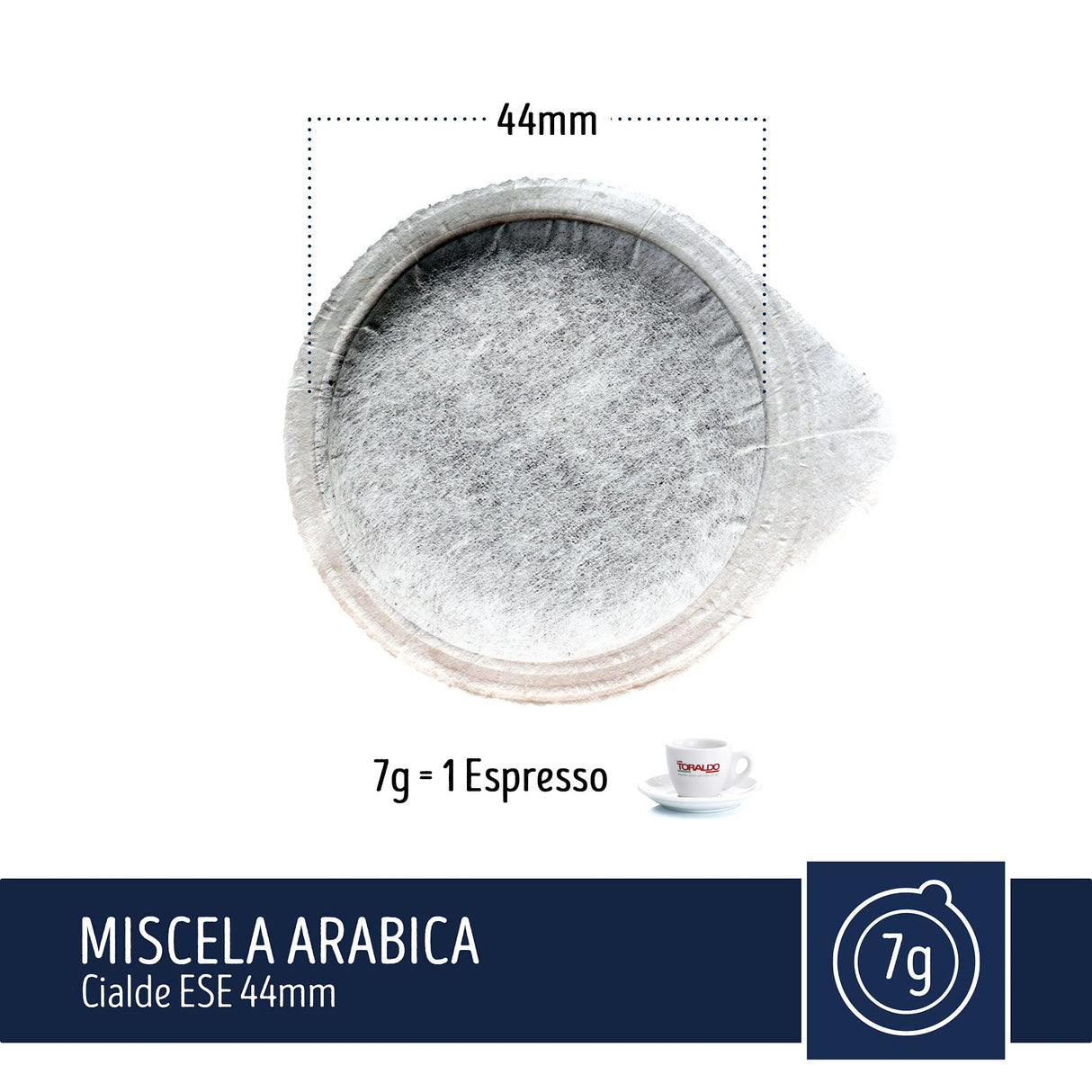 50 Cialde Caffè Toraldo Miscela Arabica per macchina a cialde ESE 44mm