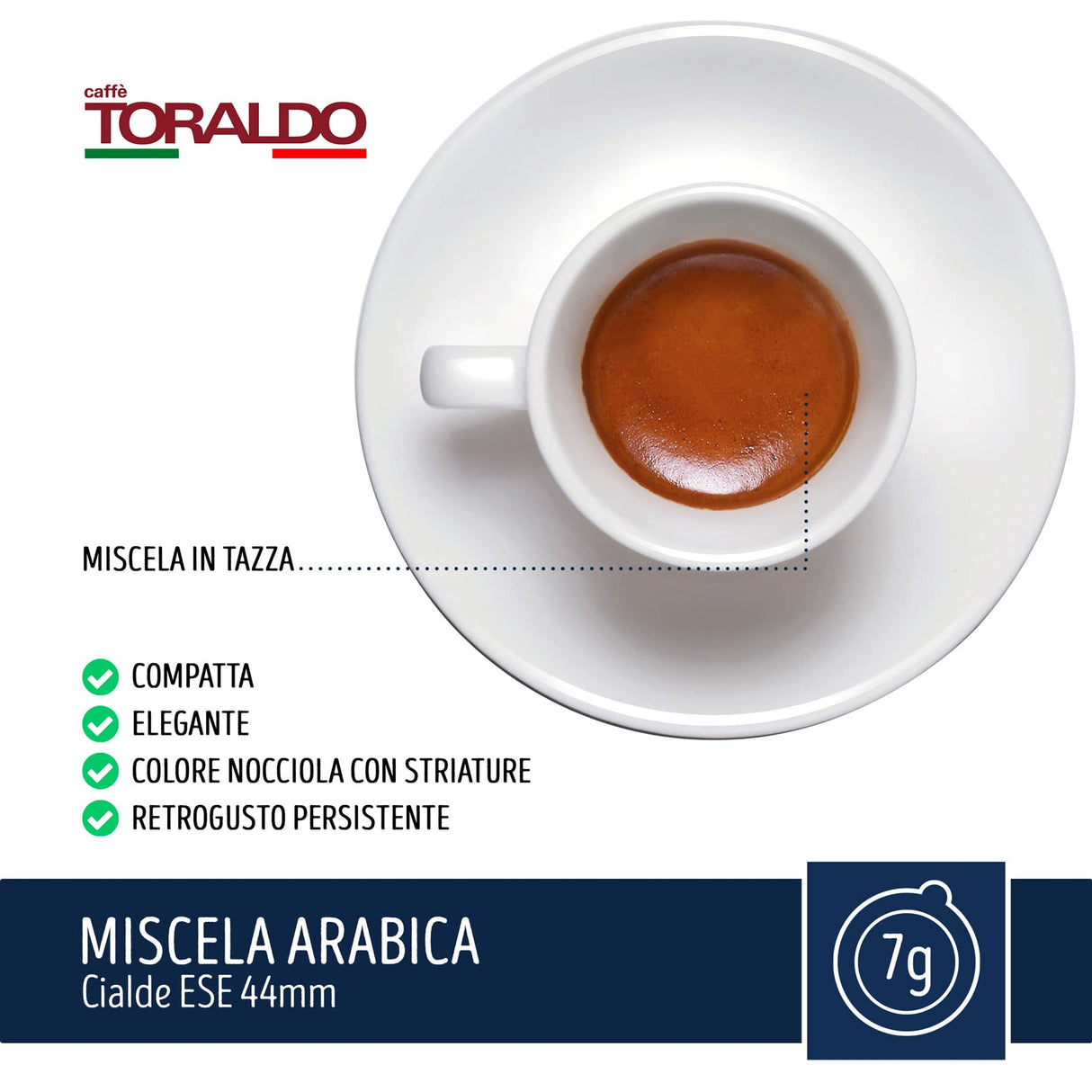 50 Cialde Caffè Toraldo Miscela Arabica per macchina a cialde ESE 44mm