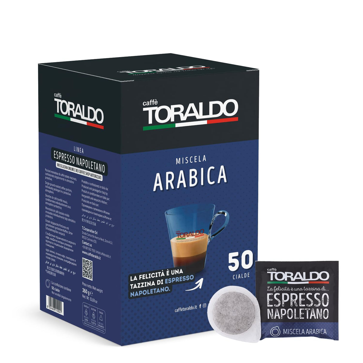 50 Cialde Caffè Toraldo Miscela Arabica per macchina a cialde ESE 44mm