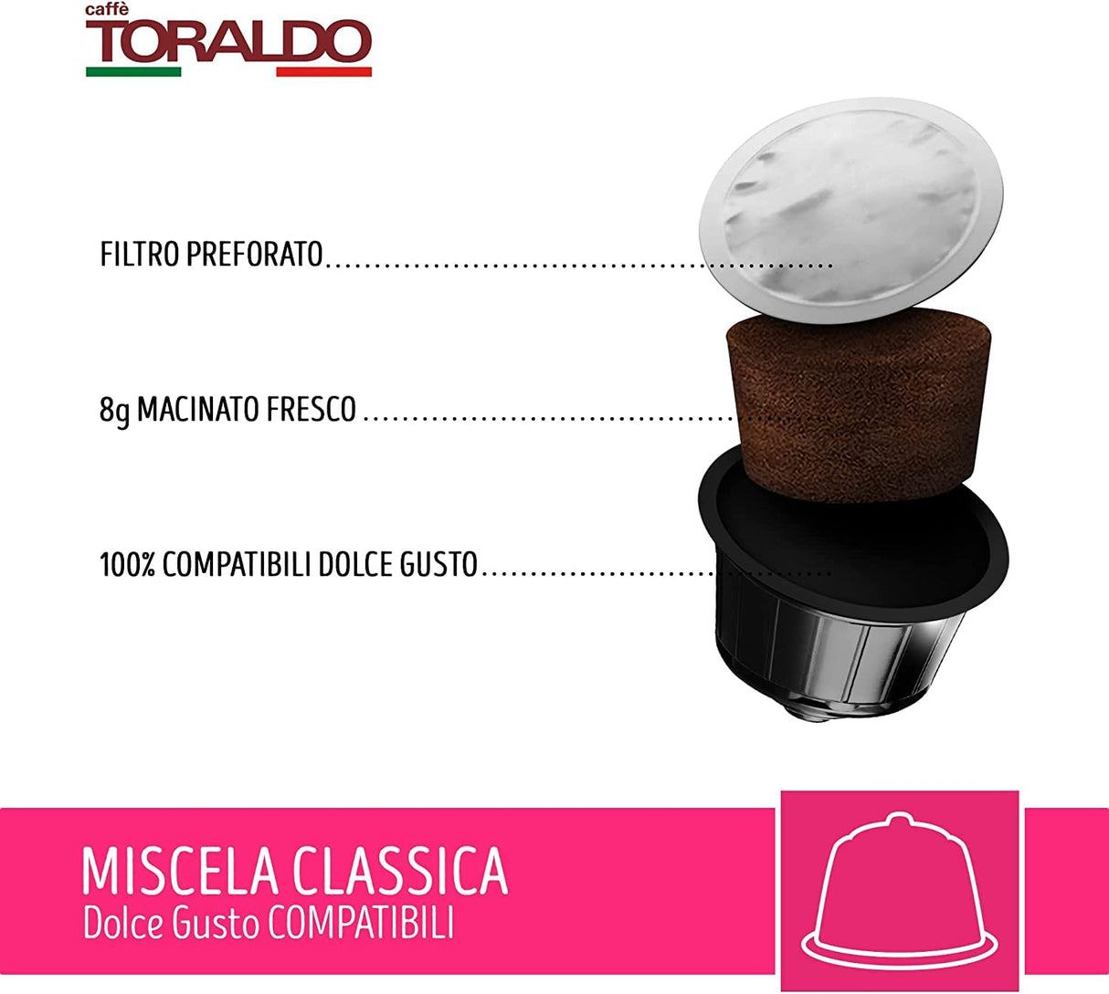 100 Capsule Toraldo Compatibili Nescafé Dolce Gusto Miscela Classica