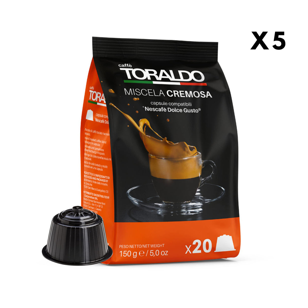100 Capsule Toraldo Compatibili Nescafé Dolce Gusto Miscela Cremosa