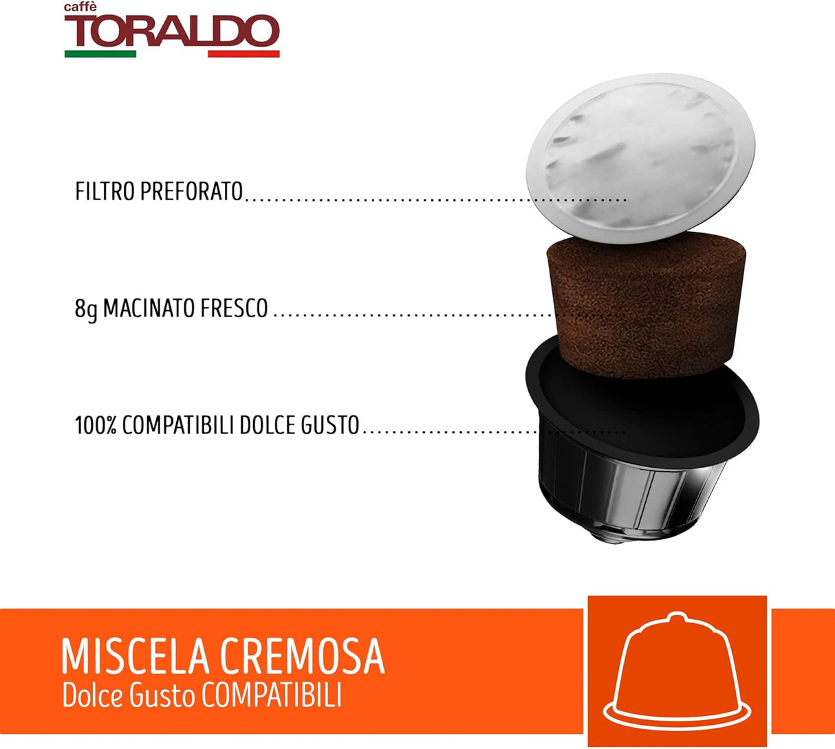 100 Capsule Toraldo Compatibili Nescafé Dolce Gusto Miscela Cremosa