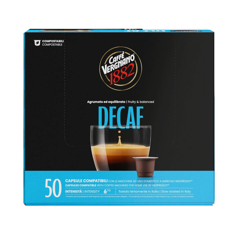 50 Capsule Caffè Vergnano Decaffeinato Compatibili Nespresso