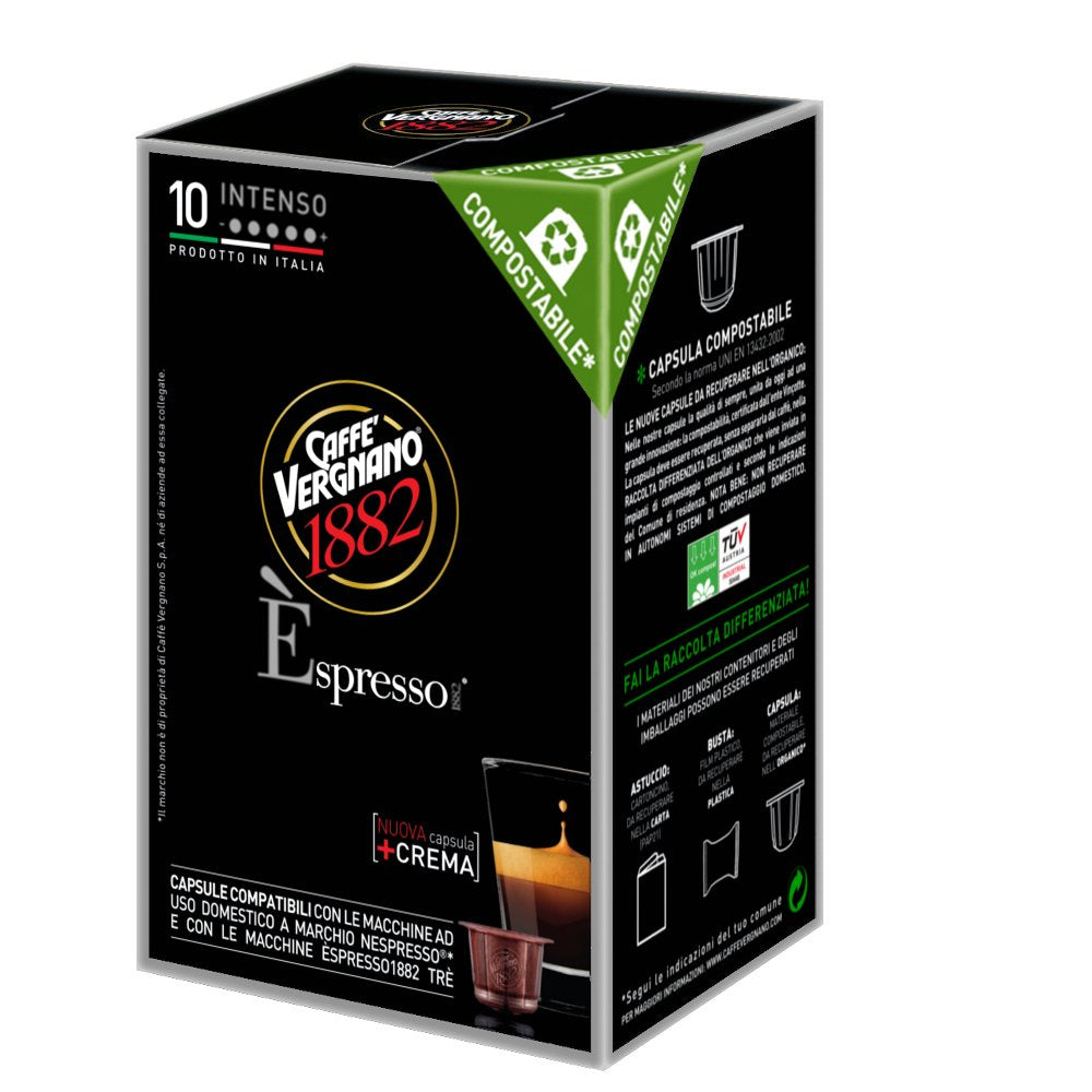 10 Capsule Vergnano Espresso Intenso compatibili con Nespresso