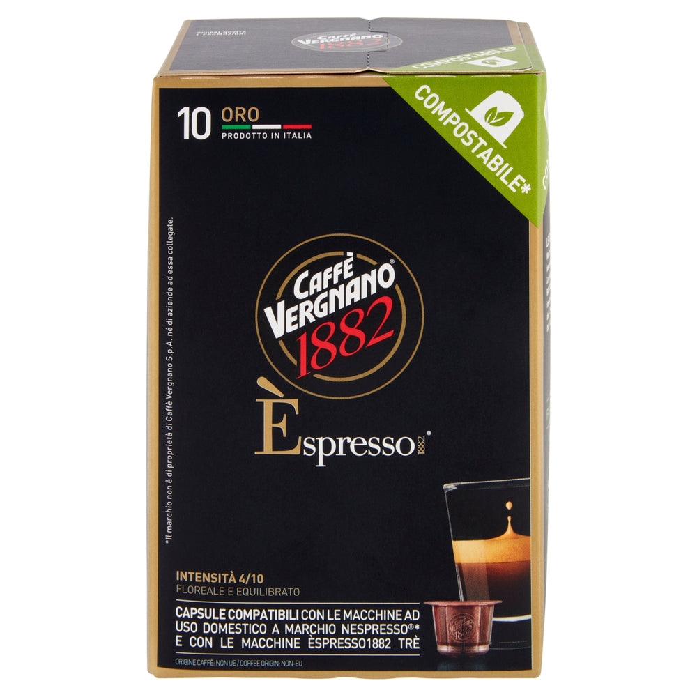 10 Capsule Vergnano Compatibili Nespresso Oro Compostabile