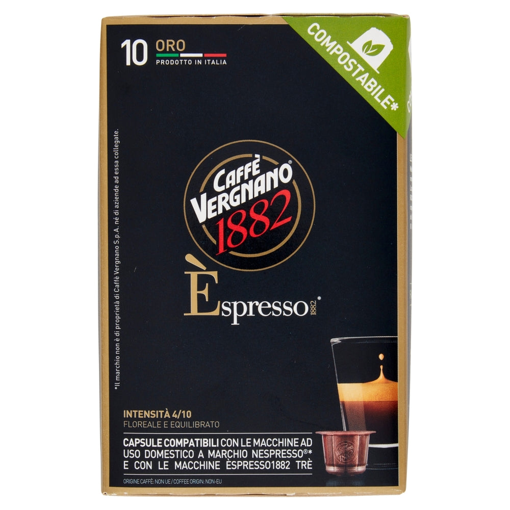 10 Capsule Vergnano Compatibili Nespresso Oro Compostabile