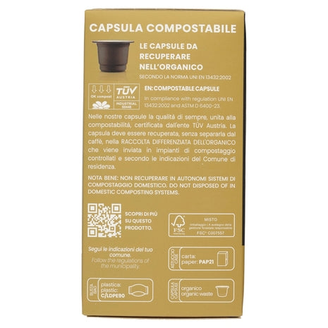 10 Capsule Caffè Vergnano Oro Compostabili Compatibili Nespresso