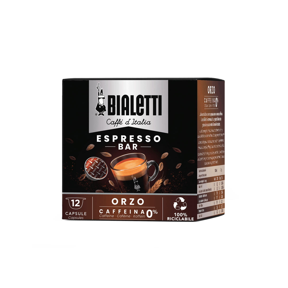 12 Capsule Bialetti Caffè d'Italia Orzo – Bevanda Naturale e Senza Caffeina