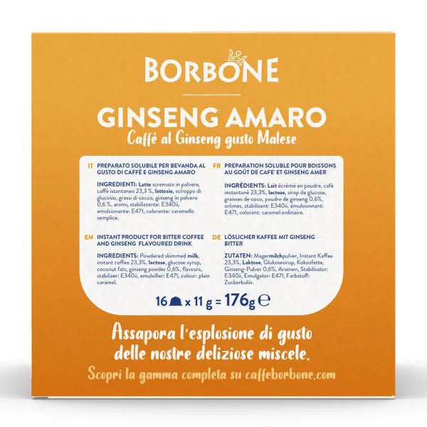 16 Capsule Borbone Compatibili Dolce Gusto Ginseng Amaro