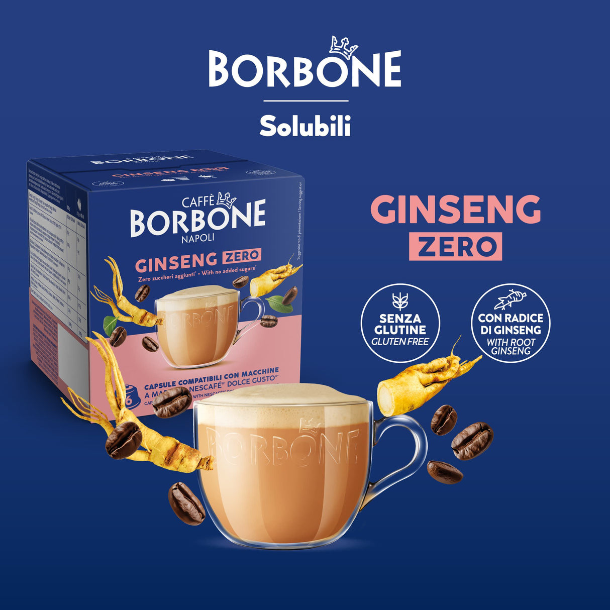 16 Capsule Borbone Compatibili Dolce Gusto - Ginseng Zero Senza Zucchero