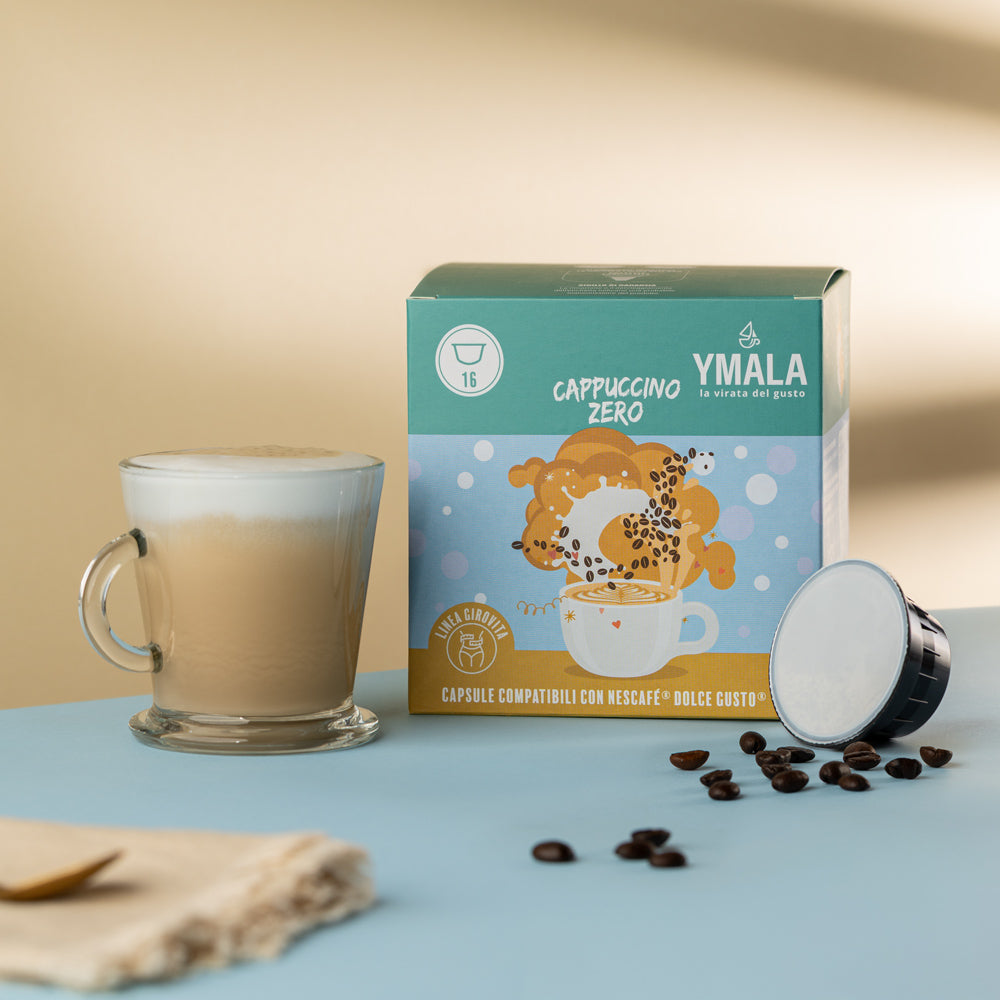 Ymala Cappuccino Zero Senza Zucchero - 16 Capsule Compatibili Nescafé Dolce Gusto