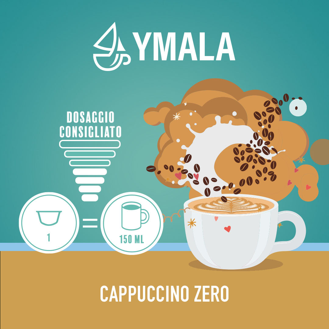 Ymala Cappuccino Zero Senza Zucchero - 16 Capsule Compatibili Nescafé Dolce Gusto
