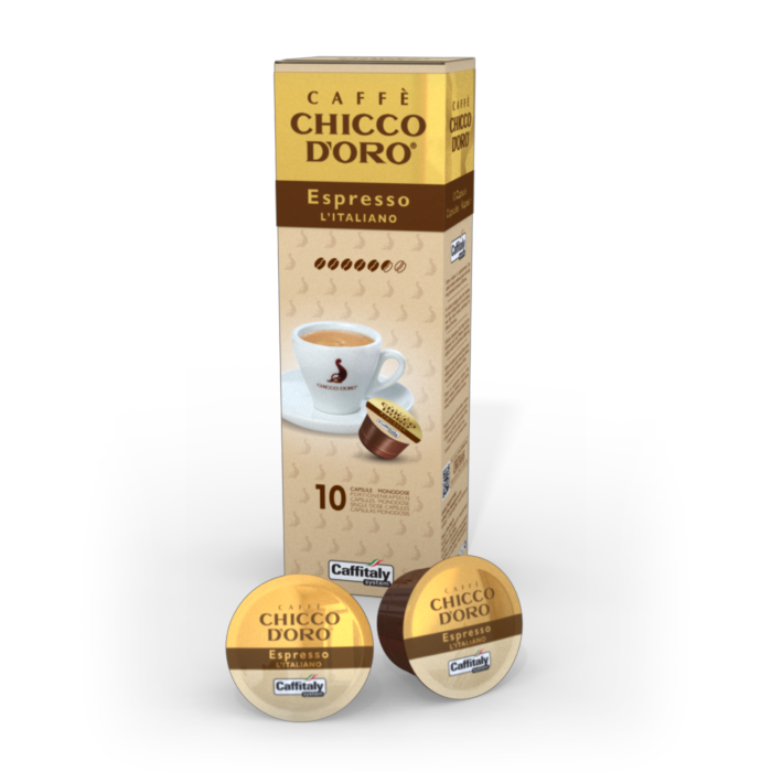 10 Capsule Caffè Espresso l'Italiano Chicco d'Oro – Compatibili Caffitaly System