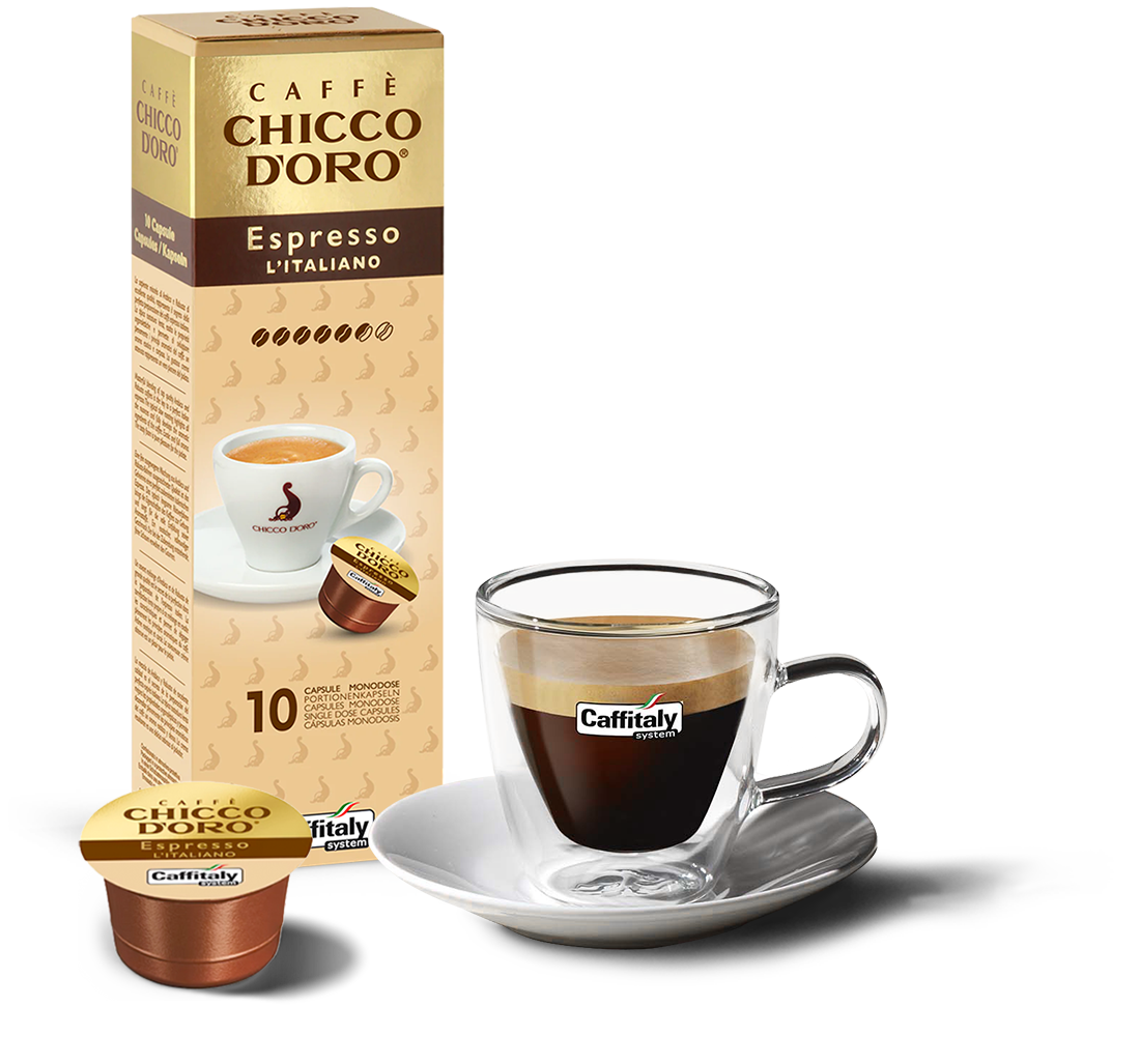 10 Capsule Caffè Espresso l'Italiano Chicco d'Oro – Compatibili Caffitaly System