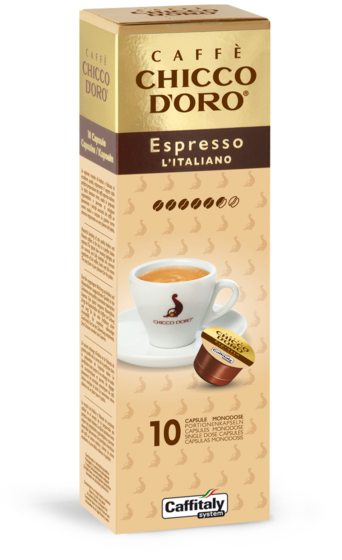 10 Capsule Caffè Espresso l'Italiano Chicco d'Oro – Compatibili Caffitaly System
