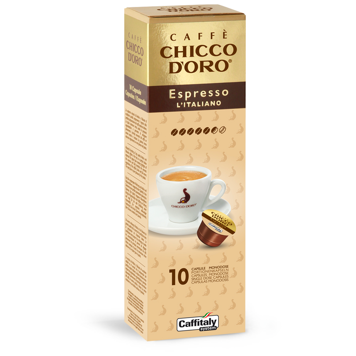 10 Capsule Caffè Espresso l'Italiano Chicco d'Oro – Compatibili Caffitaly System