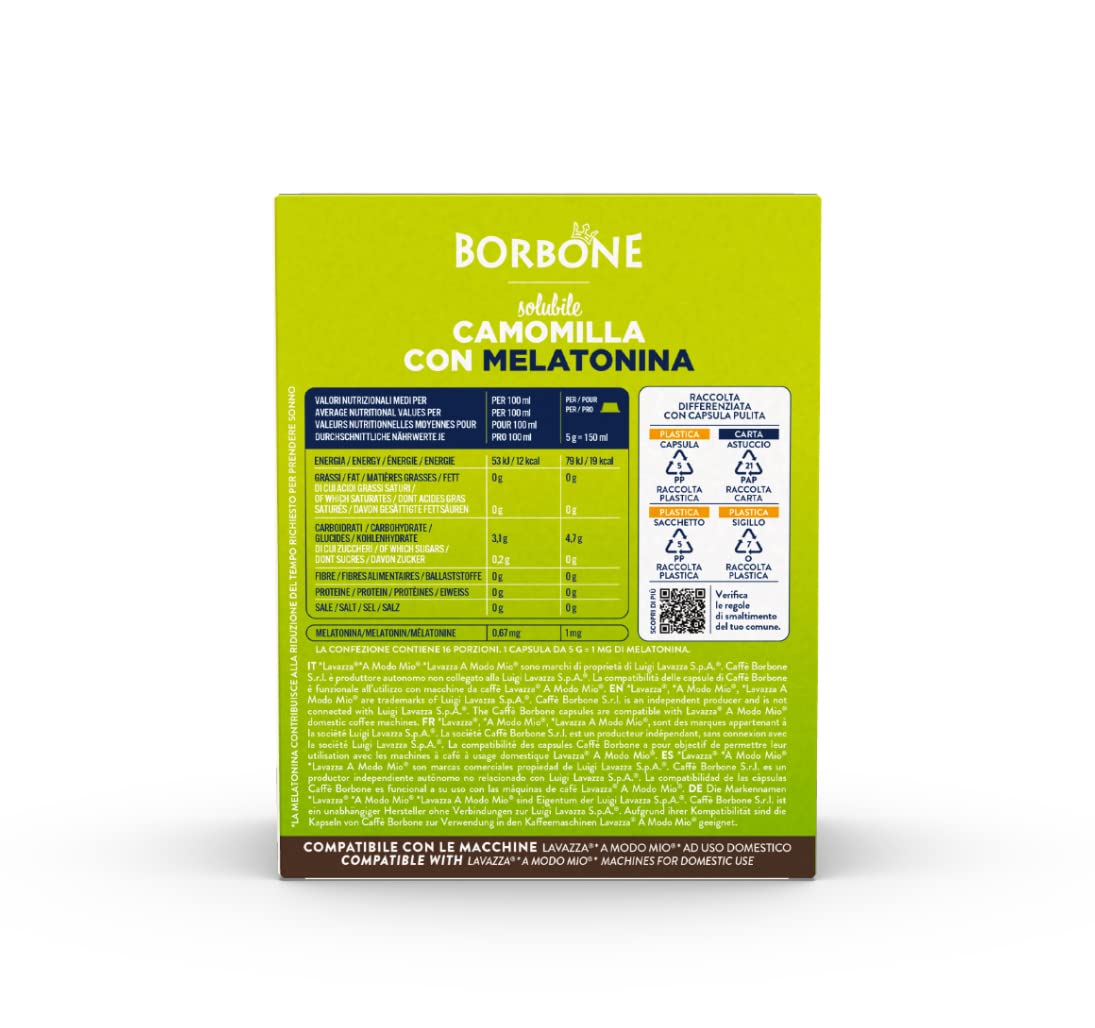 Borbone Camomilla e Melatonina - 16 Capsule compatibili con Lavazza A Modo Mio