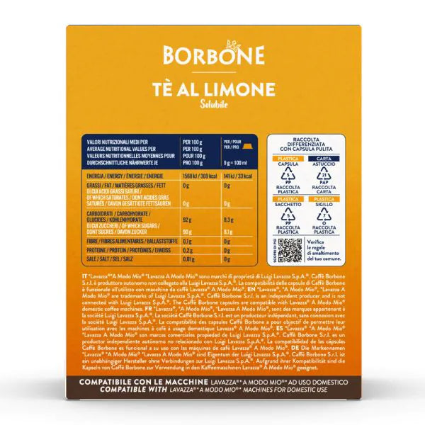 16 Capsule Borbone Compatibili A Modo Mio Tè al Limone